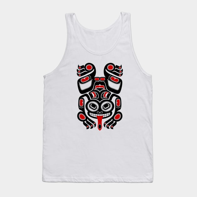 Red and Black Haida Spirit Tree Frog Tank Top by jeffbartels